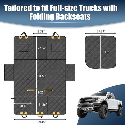 Large Back Seat Extender for Dogs, Paw-Proof & Waterproof Pet Seat Cover with Door Protection for Full-Size Crewcab Trucks, Dog Hammock Reinforced with Glass-Fiber Rods in Kuwait