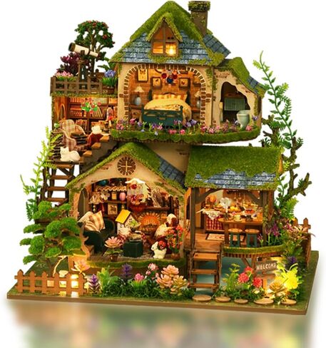 DIY Miniature Dollhouse Kit ، Mini House Making Kit with Furnitures ، Tiny House Kit للبناء للبالغين ، هدية Hobby Craft ليوم الآباء ، غابات المغامرة in Kuwait
