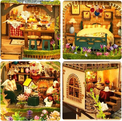 DIY Miniature Dollhouse Kit ، Mini House Making Kit with Furnitures ، Tiny House Kit للبناء للبالغين ، هدية Hobby Craft ليوم الآباء ، غابات المغامرة in Kuwait