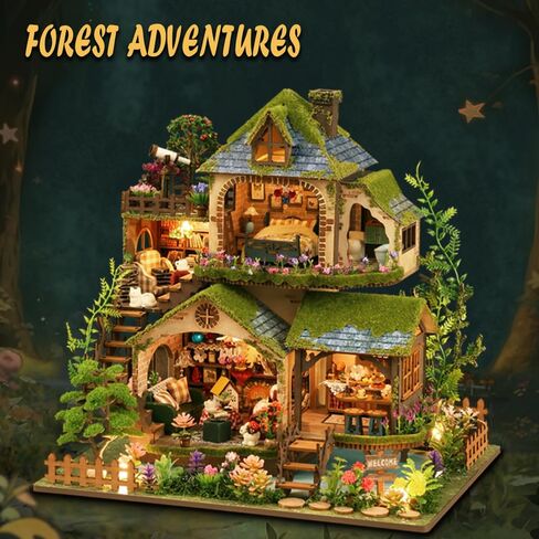DIY Miniature Dollhouse Kit ، Mini House Making Kit with Furnitures ، Tiny House Kit للبناء للبالغين ، هدية Hobby Craft ليوم الآباء ، غابات المغامرة in Kuwait
