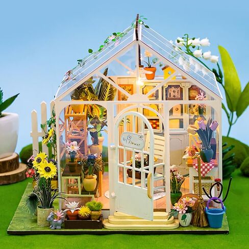 DIY Miniature Dollhouse Kit ، Mini House Making Kit with Furnitures ، Tiny House Kit للبناء للبالغين ، هدية Hobby Craft ليوم عيد الميلاد ، متجر الزهور in Kuwait