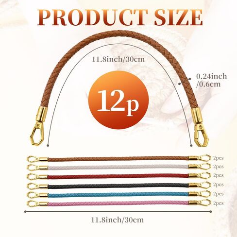 Adboros 6+12 PCS قواعد أكياس للكروشيه مع مقابض محفظة مضفر لصنع الأكياس ، و 3 أجهزة كمبيوتريف خطافات الكروشيه ، و 6 ألوان محفظة جلدية للكروشيه ، و 12 بوصة بوحبة جلدية بوال in Saudi Arabia