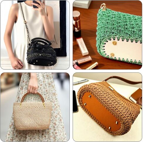 Adboros 6+12 PCS قواعد أكياس للكروشيه مع مقابض محفظة مضفر لصنع الأكياس ، و 3 أجهزة كمبيوتريف خطافات الكروشيه ، و 6 ألوان محفظة جلدية للكروشيه ، و 12 بوصة بوحبة جلدية بوال in Saudi Arabia