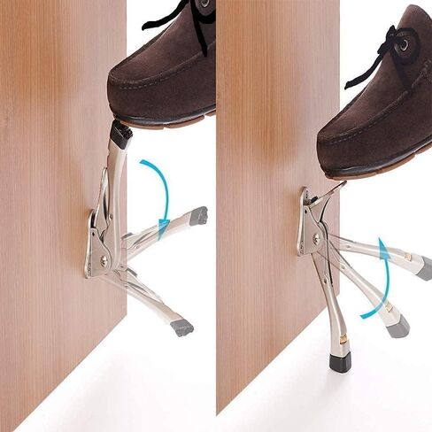 Door Stopper 4 Packs - 4 Inch Kickdown Door Stoppers for Bottom of Door, Adjustable Height One Touch Metal Heavy Duty Door Stop with Rubber Tip, Door Holder, Door Stops, Easy to Install in Saudi Arabia