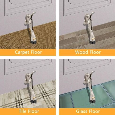Door Stopper 4 Packs - 4 Inch Kickdown Door Stoppers for Bottom of Door, Adjustable Height One Touch Metal Heavy Duty Door Stop with Rubber Tip, Door Holder, Door Stops, Easy to Install in Saudi Arabia