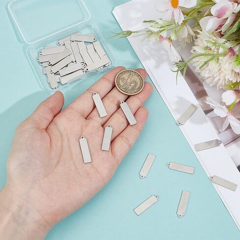 Benecreat 40pcs 201 فراغات نقش من الفولاذ المقاوم للصدأ ، علامات الفراغات المستطيلات لختم مجوهرات سلسلة مفاتيح الختم in Kuwait