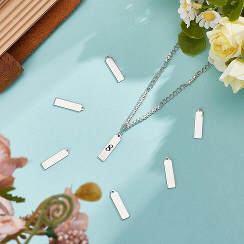 Benecreat 40pcs 201 فراغات نقش من الفولاذ المقاوم للصدأ ، علامات الفراغات المستطيلات لختم مجوهرات سلسلة مفاتيح الختم in Kuwait