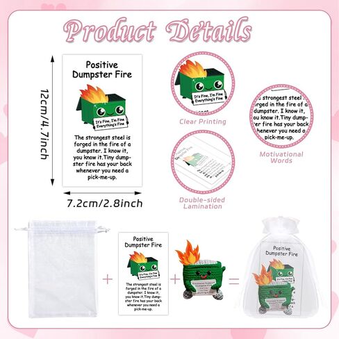 6 Sets Emotional Support Dumpster Fire Crochet Teacher Appreciation Day Gift with Positive Card Motivational Handmade Knitted Doll Present for Coworkers Staff Women Men Nurse Week School Office in Saudi Arabia