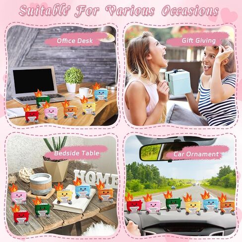 6 Sets Emotional Support Dumpster Fire Crochet Teacher Appreciation Day Gift with Positive Card Motivational Handmade Knitted Doll Present for Coworkers Staff Women Men Nurse Week School Office in Saudi Arabia