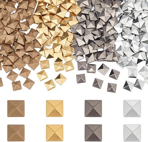 ph pandahall 320pcs 4 ألوان مسطحة الهرم الهرم الأزرار Hotfix مربع الأزرار الأزرار الهرم غراء على المعاد in Saudi Arabia