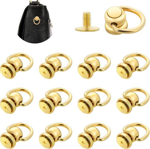 12 PCS D الدائري الأزرار للمحفظة ، 360 درجة من المسامير الجلدية القابلة للتدوير ، أزرار رأس الكرة البرغي النحاسية لمحفظة الجلود DIY ، حقيبة يد ، محفظة ، حزام ، أحذية وخيل الكلاب (الذهب) in Kuwait