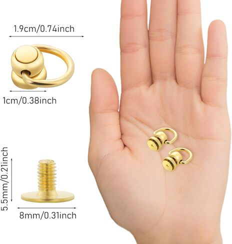 12 PCS D الدائري الأزرار للمحفظة ، 360 درجة من المسامير الجلدية القابلة للتدوير ، أزرار رأس الكرة البرغي النحاسية لمحفظة الجلود DIY ، حقيبة يد ، محفظة ، حزام ، أحذية وخيل الكلاب (الذهب) in Kuwait