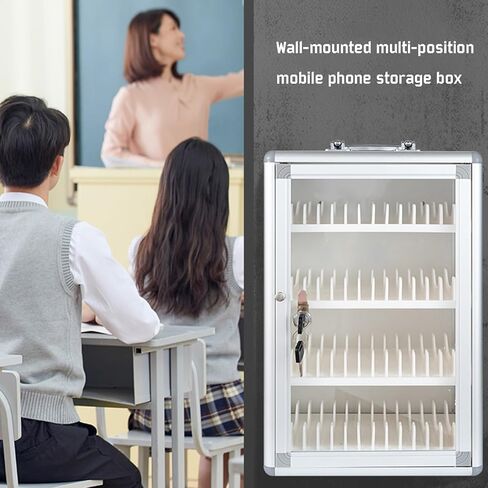 Mobile Phone Storage Locker，48-72 Slots，Company Conference Mobile Phone Storage Cabinet，with Universal Wheels, can be Mounted on The Wall, and is Lockable (72SLOTS) in Saudi Arabia