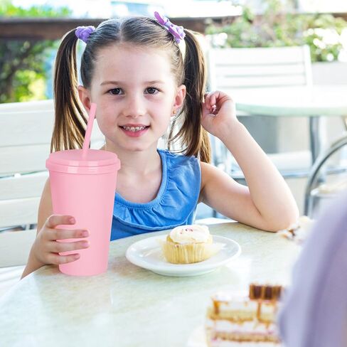 Plastic Party Cups, 24 Oz Tumblers with Lids and Straws, Reusable Drink Cups in Bulk, for Travel and Iced Coffee,Cold Drink, 16 Pack(16, Rainbow) in Saudi Arabia