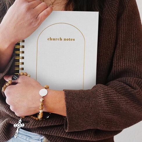 Church Notes Journal - Sermon Notes Christian Notebook - Bible Study Journal Original Linen Hardcover Guilded Notebook for Note Taking, Spiritual Growth - Bible Study Supplies Gift for Women and Men in Saudi Arabia