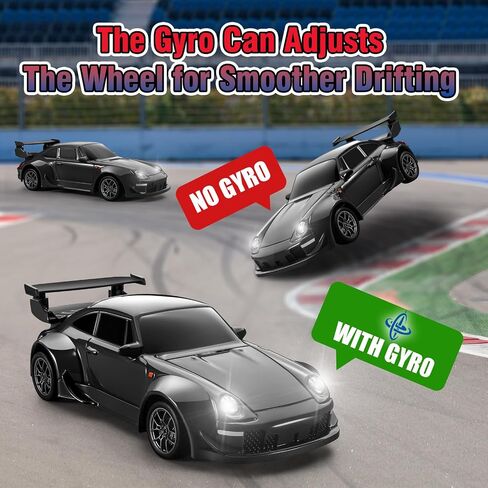 ACAMMZAR Mini RC Drift Car with Gyro, 1:43 4WD Full Proportional RC Cars, 18KM/H High Speed Remote Control Car with Lights, Extra Racing Tires, Vehicle for Adults Kids Boys, Black in Saudi Arabia
