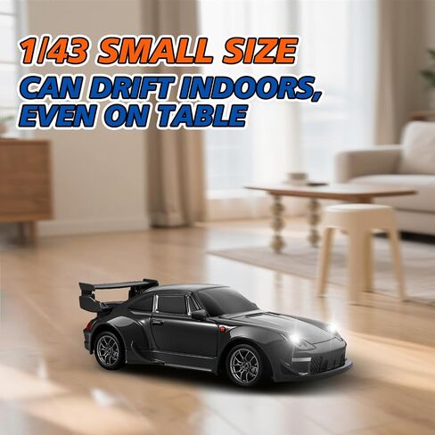 ACAMMZAR Mini RC Drift Car with Gyro, 1:43 4WD Full Proportional RC Cars, 18KM/H High Speed Remote Control Car with Lights, Extra Racing Tires, Vehicle for Adults Kids Boys, Black in Saudi Arabia