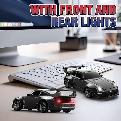 ACAMMZAR Mini RC Drift Car with Gyro, 1:43 4WD Full Proportional RC Cars, 18KM/H High Speed Remote Control Car with Lights, Extra Racing Tires, Vehicle for Adults Kids Boys, Black in Saudi Arabia