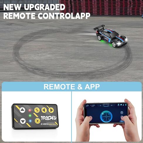 SASBSC Mini RC Toy Cars for Boys Kids Adults, 2.4GHz APP Remote Control Car with Lights and 3 Speed Modes, 1/64 Race Toy Car Rechargeable for Boys Ages 5-7 8-12,Birthday Gifts for Kids in Kuwait