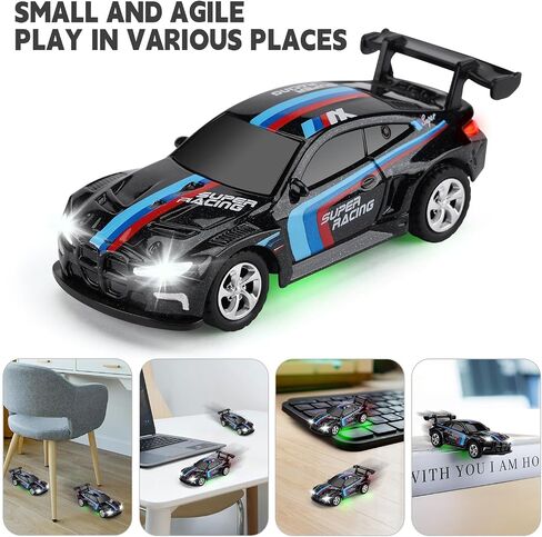 SASBSC Mini RC Toy Cars for Boys Kids Adults, 2.4GHz APP Remote Control Car with Lights and 3 Speed Modes, 1/64 Race Toy Car Rechargeable for Boys Ages 5-7 8-12,Birthday Gifts for Kids in Kuwait
