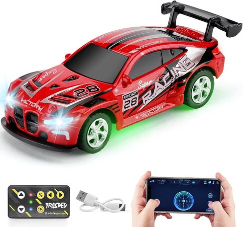 SASBSC Mini RC Toy Cars for Boys Kids Adults, 2.4GHz APP Remote Control Car with Lights and 3 Speed Modes, 1/64 Race Toy Car Rechargeable for Boys Ages 5-7 8-12,Birthday Gifts for Kids in Kuwait