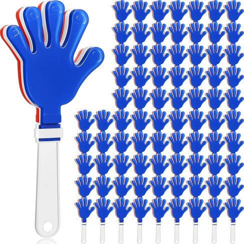 Honoson 80 Pcs Hand Clapper Bulk Noise Makers Party Favors 7.5 Inch Plastic Clapping Hands Noisemakers Blue White Red Game Accessories Noise Makers Sporting Events Game Birthday Supplies in Saudi Arabia