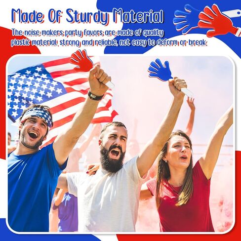 Honoson 80 Pcs Hand Clapper Bulk Noise Makers Party Favors 7.5 Inch Plastic Clapping Hands Noisemakers Blue White Red Game Accessories Noise Makers Sporting Events Game Birthday Supplies in Saudi Arabia