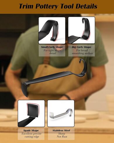 Pottery Trimming Tool, Stainless Steel Pottery Trimming Tools for Pottery, Durable and Sharp, Double Ended Trim Pottery and Ceramic Tools for Clay Artists and Pottery Creation (1 Pack) in Saudi Arabia