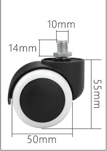 Swivel Chair Wheel Universal Wheel Nylon PU Silent Office Chair Roller Pulley Wheel 2-inch Caster Computer Chair Accessories 1 Piece(Circlip) in Saudi Arabia