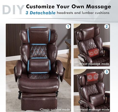 Big and Tall Ergonomic Office Chair with Footrest, Heavy Duty Massage Executive Desk Chair with Lumbar Support, Adjustable Headrest, High Back Reclining Computer Chair 500lbs, Leather, Black in Saudi Arabia
