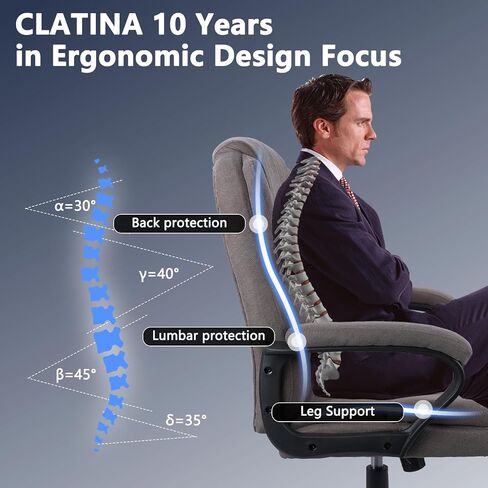 كرسي مكتب مكاتب Clatina Clith Chair ، كرسي مكتب قابلاً للتعديل ، كرسي دوار دوار ، مع مساند وأذرع مبطنة وعجلات ، كرسي كمبيوتر مريح في منتصف الظهر للمكتب المنزلي ، بني ، 350 رطلاً in Kuwait