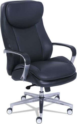 يدعم La-Z-Boy Commercial 2000 Chairs High-Back ، ارتفاعًا يصل إلى 300 رطل ، 20.25 "إلى 23.25" ، مقعد/مقعد أسود ، قاعدة فضية in Kuwait