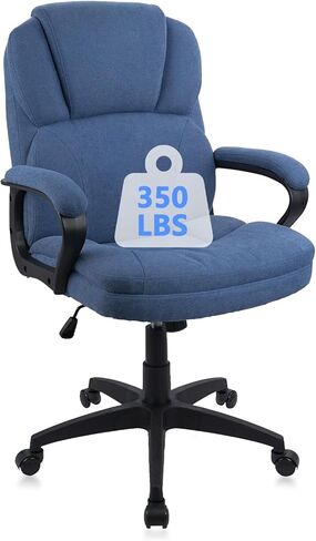 CLATINA Cloth Office Chair Fabric Desk Chair, Adjustable Height Rolling Swivel Executive Chair with Padded Armrests and Wheels, Mid Back Ergonomic Computer Task Chair for Home Office, Brown, 350 LBS in Kuwait