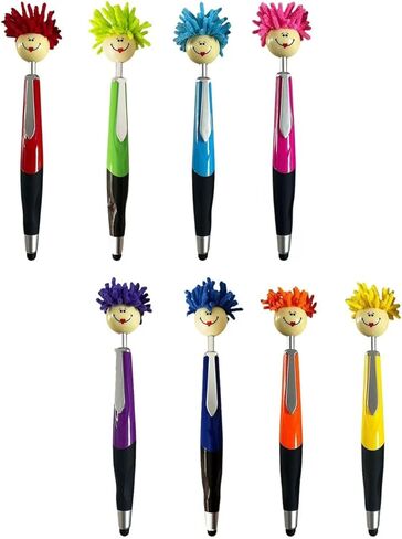 أقلام ، أقلام Mophea topper ، 8pcs Mop Head Point Pens ، مع كتابة الشعر الفخمة ، انقر فوق قلم محمول كرتون متعدد الوظائف توقيع القلم الهدية للمكتب منزل in Saudi Arabia
