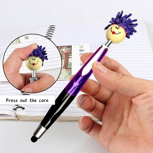 أقلام ، أقلام Mophea topper ، 8pcs Mop Head Point Pens ، مع كتابة الشعر الفخمة ، انقر فوق قلم محمول كرتون متعدد الوظائف توقيع القلم الهدية للمكتب منزل in Saudi Arabia
