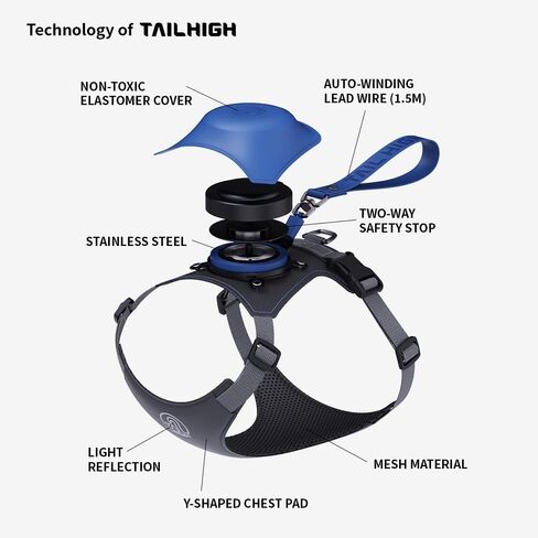 Retractable Hybrid Harness with Leash, Auto-Stop Hybrid Harness - Small, SmallMedium, Medium, Large (GingkoBlue, Medium) in Saudi Arabia