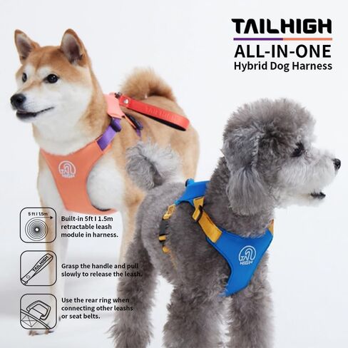 Retractable Hybrid Harness with Leash, Auto-Stop Hybrid Harness - Small, SmallMedium, Medium, Large (GingkoBlue, Medium) in Saudi Arabia