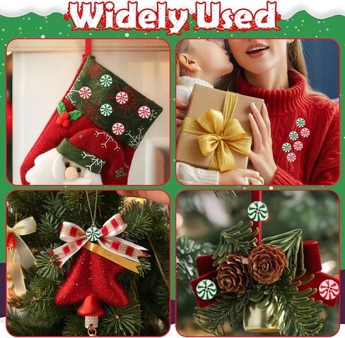 100Pcs Red & Green Christmas Button Candy, DIY Xmas Decorative Buttons Ornaments for Crafts Round Personalized Decoration Accessories, Suitable for Clothing & Handicrafts in Saudi Arabia
