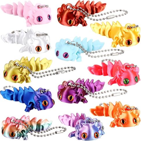 Honoson 12 Pcs 3D Printed Animal Keychains Bulk 3D Printed Flexible Articulating Small Gift Stress Relief for Adult Party Favors Home Display(Luminous Chameleon) in Saudi Arabia
