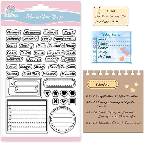 GLOBLELAND Reading Diary Clear Stamp for Scrapbooking Book Review Silicone Stamps Notes Cat Transparent Stamp for Card Making DIY Embossing Journaling in Saudi Arabia