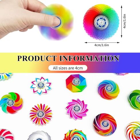 60 Pack Mini Fidget Spinners - Bulk Party Favors, Classroom Prizes, Goodie Bag Stuffers, Stress Relief Sensory Toys for Kids, Teens, Adults - Assorted Colors in Saudi Arabia