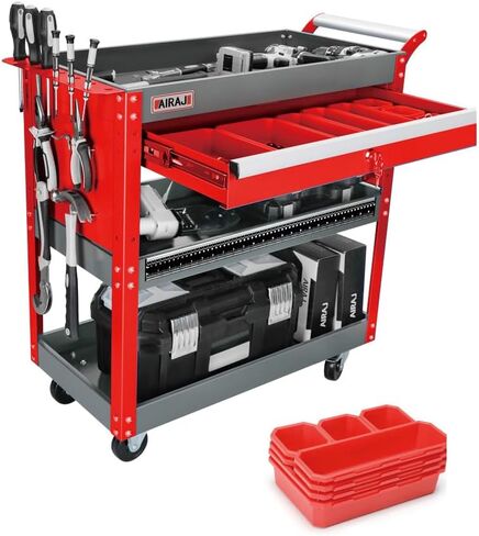 Heavy Duty Tool Cart on Wheels,440LBS Mechanic Tool Cart with Drawers,Utility Industrial Service Carts with Hooks,Drawers and Locking System,for Mechanic, Warehouse, Garage, Workshop in Saudi Arabia