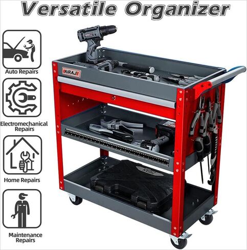 Heavy Duty Tool Cart on Wheels,440LBS Mechanic Tool Cart with Drawers,Utility Industrial Service Carts with Hooks,Drawers and Locking System,for Mechanic, Warehouse, Garage, Workshop in Saudi Arabia