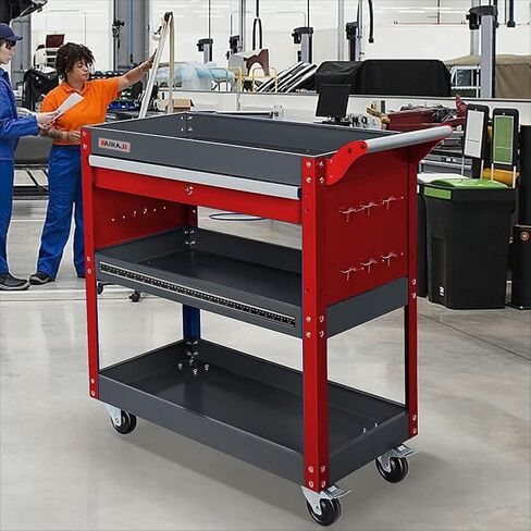 Heavy Duty Tool Cart on Wheels,440LBS Mechanic Tool Cart with Drawers,Utility Industrial Service Carts with Hooks,Drawers and Locking System,for Mechanic, Warehouse, Garage, Workshop in Saudi Arabia