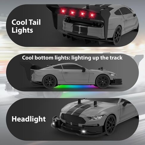 RC Drift Car 1/20 مقياس 2.4 جيجا هرتز 4WD سيارة التحكم عن بُعد مع مصابيح LED 22 كم/ساعة بطاريات عالية السرعة قابلة للشحن للسيارات الرياضية للسيارات in Kuwait