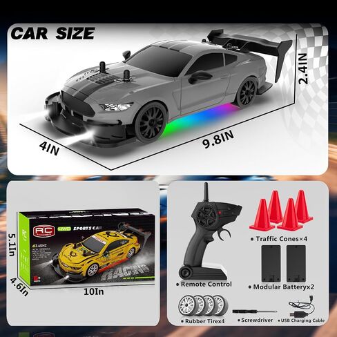 RC Drift Car 1/20 مقياس 2.4 جيجا هرتز 4WD سيارة التحكم عن بُعد مع مصابيح LED 22 كم/ساعة بطاريات عالية السرعة قابلة للشحن للسيارات الرياضية للسيارات in Kuwait