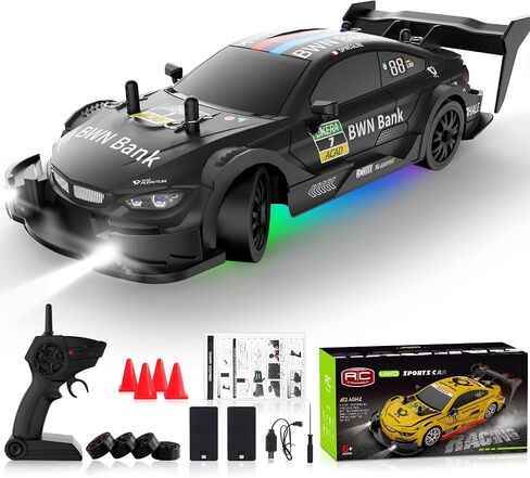 RC Drift Car 1/20 مقياس 2.4 جيجا هرتز 4WD سيارة التحكم عن بُعد مع مصابيح LED 22 كم/ساعة بطاريات عالية السرعة قابلة للشحن للسيارات الرياضية للسيارات in Kuwait