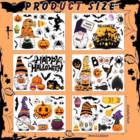 74 Pcs Halloween Gnome Wall Decals Halloween Wall Stickers Gnome Wall Decals Removable Peel and Stick Wall Stickers for Bathroom Window Door Clings Party Decor in Saudi Arabia