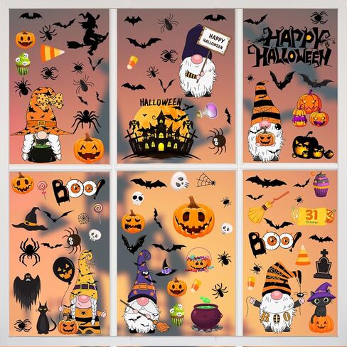 74 Pcs Halloween Gnome Wall Decals Halloween Wall Stickers Gnome Wall Decals Removable Peel and Stick Wall Stickers for Bathroom Window Door Clings Party Decor in Saudi Arabia