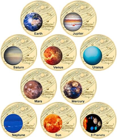 مجموعة عملة Solar System Coin 10 عملات معدنية تضم الكواكب والشمس - مجموعة عملة الفضاء والكوكب in Kuwait